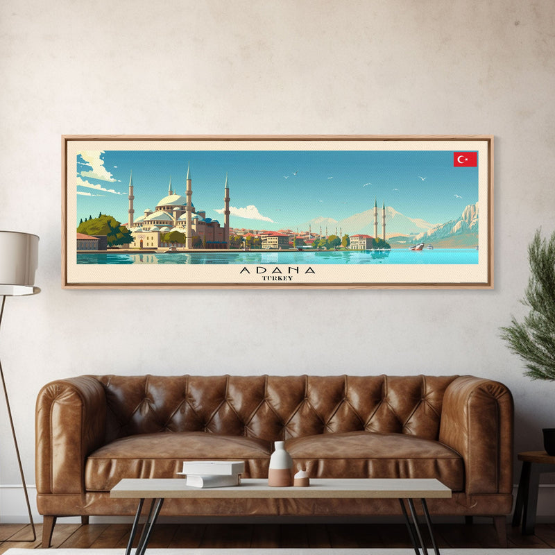 Adana Turkey  Travel Art, City Art, Framed Canvas Print or Metal Wall Art, Europe Travel Poster, Panoramic Wall Art, Extra Wide Wall Art