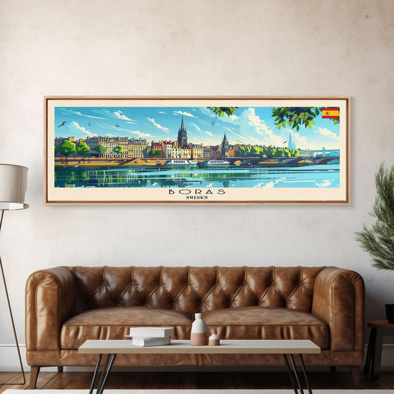 BorÃ¥s Sweden Travel Art, City Art, Framed Canvas Print or Metal Wall Art, Europe Travel Poster, Panoramic Wall Art, Extra Wide Wall Art