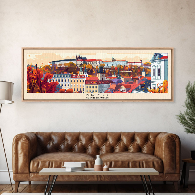 Brno CzechRepublic art Travel Print Wall Art, Panoramic City Art, Travel Art, Wall Decor, Vacation Gift, Framed Canvas Print Or Metal Art