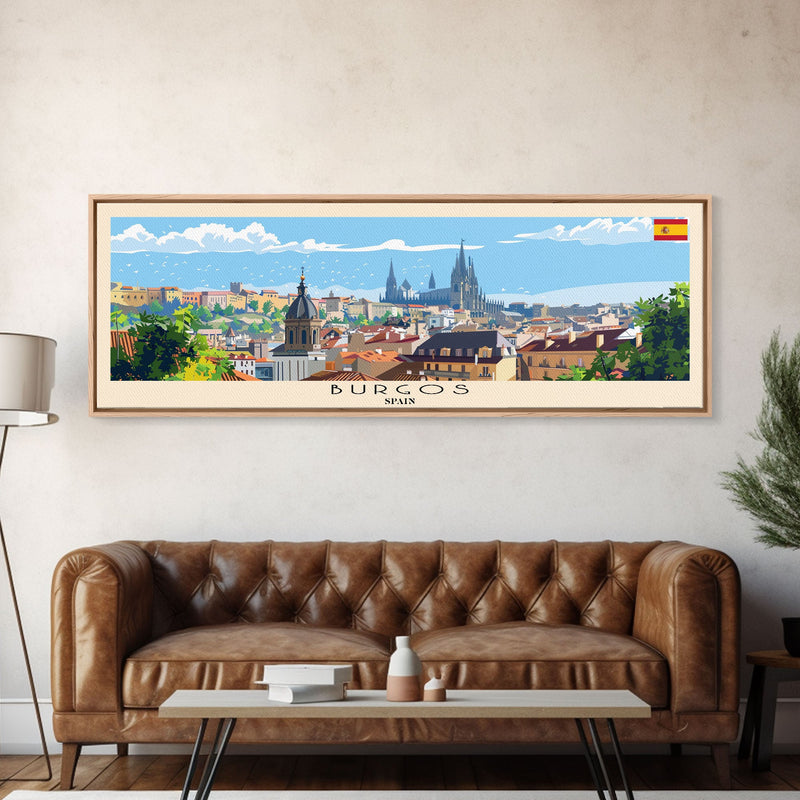 Burgos Spain Wall Art, Panoramic Travel Poster, Panoramic Framed Canvas Print, City Wall Art, Wall Hanging Home Decor, Travel Art