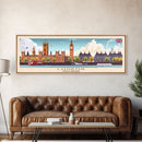 London United Kingdom Panoramic Travel Poster, Framed Canvas Print or Metal Wall Art, Travel Art, Home Decor, Panoramic Painting, Midcentury Art