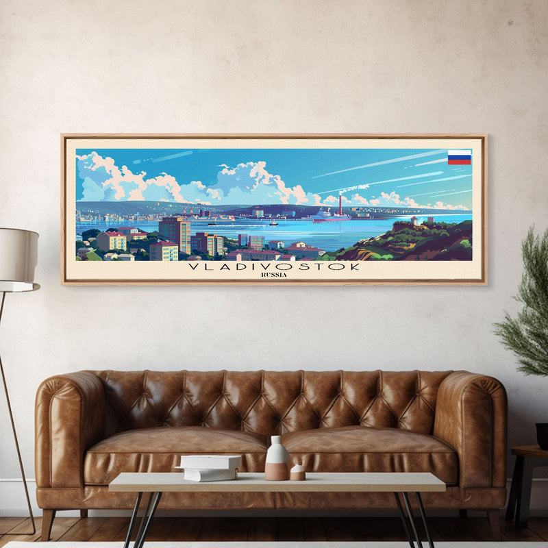 Vladivostok Russia Travel Print Wall Art, Panoramic City Art, Travel Art, Wall Decor, Vacation Gift, Framed Canvas Print Or Metal Art