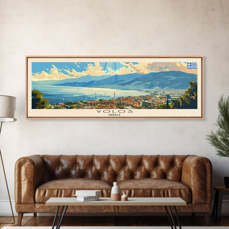 Volos Greece Travel Print Wall Art, Panoramic City Art, Travel Art, Wall Decor, Vacation Gift, Framed Canvas Print Or Metal Art