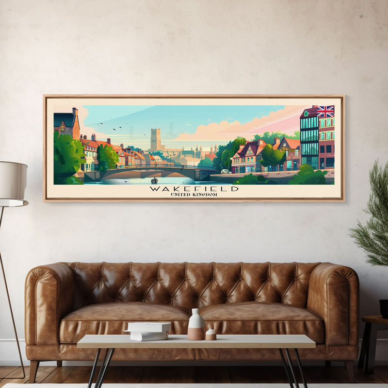 Wakefield United Kingdom Travel Print Wall Art, Panoramic City Art, Travel Art, Wall Decor, Vacation Gift, Framed Canvas Print Or Metal Art