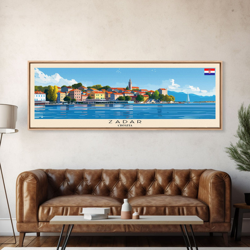 Zadar Croatia Travel Print Wall Art, Panoramic City Art, Travel Art, Wall Decor, Vacation Gift, Framed Canvas Print Or Metal Art