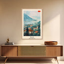 Bar Montenegro Travel Poster Framed Canvas Print, Wall Art, Living Room Art, Watercolor Painting, Original Art, Vacation Gift