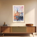 Gdynia, Poland Travel Poster Art, Framed Canvas Print for Living Room or Bedroom, Scenic Harbor Wall Art, Home Decoration