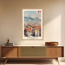 Grenoble France Mountain View Art, Framed Canvas Print, Wall Art for Bedroom, Travel Poster Art, Home Decoration, French Wall Art
