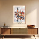 Kolding Denmark Waterfront View, Framed Canvas Print, Travel Poster, Wall Art, Kitchen Decor, Danish Urban Painting, Waterfront Scenery