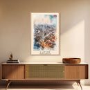Luton United Kingdom Travel Poster Framed Canvas Print, Vibrant Cityscape, Urban Art, Wall Decor, Interior Design, Travel Print, Unique Art