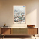 Makiivka Ukraine Travel Poster Framed Canvas Print, Urban Landscape, Watercolor Painting, Wall Art, Home Decoration, Travel Print, Unique Art