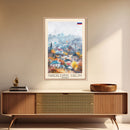 Naberezhnye Chelny Russia Framed Canvas Print, Boho Watercolor Painting, Scenic Wall Art, Travel Poster, Home Decor, Unique Art