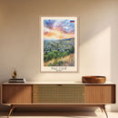 Nalchik Russia Travel Poster Framed Canvas Print, Sunset Watercolor Painting, Scenic Art, Vacation Wall Art, Living Room Decor, Unique Art