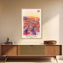 Pamplona Spain Travel Poster Framed Canvas Print, Watercolor Painting, Urban Wall Art, Home Decor, Spanish Architecture, Classic Art