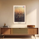 Paris France Travel Poster Framed Canvas Print, Watercolor Painting, Scenic Wall Art, Home Decor, French Cityscape, Classic Art