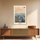 Perm Russia Travel Poster Framed Canvas Print, Watercolor Painting, Scenic Wall Art, Home Decor, Russian Landscape, Urban Art