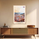 Prievidza Slovakia Travel Poster Framed Canvas Print, Watercolor Painting, Scenic Wall Art, Home Decor, Slovakian Landscape, Modern Art