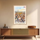 Saint Etienne France Travel Poster Framed Canvas Print, Watercolor Painting, Scenic Wall Art, Home Decor, French Cityscape, Classic Art