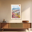 Santa Cruz de Tenerife Spain Travel Poster Framed Canvas Print, Watercolor Painting, Scenic Wall Art, Home Decor, Spanish Landscape, Modern Art
