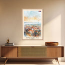 Smederevo Serbia Travel Poster Framed Canvas Print, Watercolor Painting, Scenic Wall Art, Home Decor, Serbian Cityscape, Modern Art
