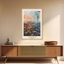 Tyumen Russia Travel Poster Framed Canvas Print, Watercolor Painting, Urban Wall Art, Home Decor, Russian Cityscape, Classic Art