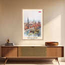 Wrocław Poland Travel Poster Framed Canvas Print, Watercolor Painting, Urban Wall Art, Home Decor, Polish Cityscape, Special Gift