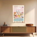 Astrakhan Russia Travel Poster Framed Canvas Print, Midcentury Modern Art, Pop Art Wall Decor, Home Decor, Vacation Gift, Living Room Art