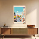 Bournemouth United Kingdom Travel Poster Framed Canvas Print, Midcentury Modern Art, Pop Art Wall Decor, Scenic Wall Art, Living Room Art