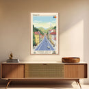 Brașov Romania Travel Poster Framed Canvas Print, Midcentury Modern Art, Pop Art Wall Decor, Home Decor, Vacation Gift, Living Room Art