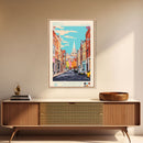 Bristol United Kingdom Travel Poster Framed Canvas Print, Midcentury Modern Art, Pop Art Wall Decor, Scenic Wall Art, Living Room Art
