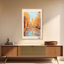 Cambridge United Kingdom Travel Poster Framed Canvas Print, Midcentury Modern Art, Pop Art Wall Decor, Home Decor, Vacation Gift, Living Room Art