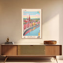 Cork Ireland Travel Poster Framed Canvas Print, Midcentury Modern Art, Pop Art Wall Decor, Home Decor, Vacation Gift, Living Room Art