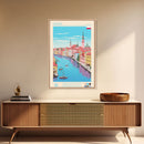 Gdynia Poland Travel Poster Framed Canvas Print, Midcentury Modern Art, Pop Art Wall Decor, Home Decor, Vacation Gift, Office Art