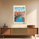 Ghent Belgium Travel Poster Framed Canvas Print, Midcentury Modern Art, Pop Art Wall Decor, Scenic Wall Art, Living Room Decoration, Office Art