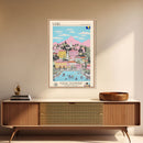 Ilidža Bosnia and Herzegovina Travel Poster Framed Canvas Print, Midcentury Modern Art, Pop Art Wall Decor, Scenic Wall Art, Bedroom Decoration