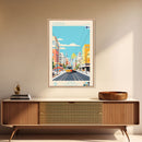 Joensuu Finland Travel Poster Framed Canvas Print, Midcentury Modern Art, Pop Art Wall Decor, Scenic Living Room Art, Bedroom Decor