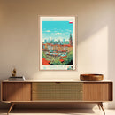 Katowice Poland Travel Poster Framed Canvas Print, Midcentury Modern Art, Pop Art Wall Decor, Home Decor, Vacation Gift, Office Art