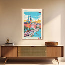 Khimki Russia Travel Poster Framed Canvas Print, Midcentury Modern Art, Pop Art Wall Decor, Home Decor, Vacation Gift, Bedroom Art
