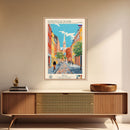 Komsomolsk on Amur Russia Travel Poster Framed Canvas Print, Midcentury Modern Art, Pop Art Wall Decor, Scenic Wall Art, Living Room Decoration, Office Art