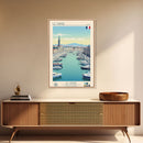 Le Havre France Travel Poster Framed Canvas Print, Midcentury Modern Art, Pop Art Wall Decor, Scenic Bedroom Art, Office Decoration