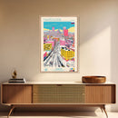 Magnitogorsk Russia Travel Poster Framed Canvas Print, Midcentury Modern Art, Pop Art Wall Decor, Scenic Living Room Art, Bedroom Gift