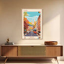 Mons Belgium Travel Poster Framed Canvas Print, Midcentury Modern Art, Pop Art Wall Decor, Home Decor, Vacation Gift, Office Art