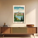 Naberezhnye Chelny Russia Travel Poster Framed Canvas Print, Midcentury Modern Art, Pop Art Wall Decor, Scenic Wall Art, Living Room Decoration, Office Art