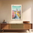 Narva Estonia Travel Poster Framed Canvas Print, Midcentury Modern Art, Pop Art Wall Decor, Scenic Bedroom Art, Office Decoration