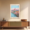 Nizhny Novgorod Russia Travel Poster Framed Canvas Print, Midcentury Modern Art, Pop Art Wall Decor, Scenic Bedroom Art, Office Decoration