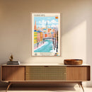 Norrköping Sweden Travel Poster Framed Canvas Print, Midcentury Modern Art, Pop Art Wall Decor, Home Decor, Vacation Gift, Office Art