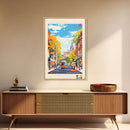 Northampton United Kingdom Travel Poster Framed Canvas Print, Midcentury Modern Art, Pop Art Wall Decor, Scenic Living Room Art, Bedroom Gift