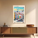 Novosibirsk Russia Travel Poster Framed Canvas Print, Midcentury Modern Art, Pop Art Wall Decor, Scenic Living Room Art, Bedroom Decor