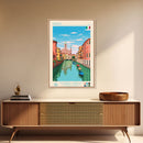Padua Italy Travel Poster Framed Canvas Print, Midcentury Modern Art, Pop Art Wall Decor, Scenic Bedroom Art, Office Decoration