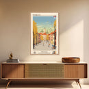 Pančevo Serbia Travel Poster Framed Canvas Print, Midcentury Modern Art, Pop Art Wall Decor, Scenic Wall Art, Living Room Decoration, Office Art
